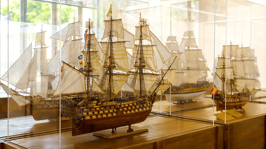 Boat models inside the Naval Museum