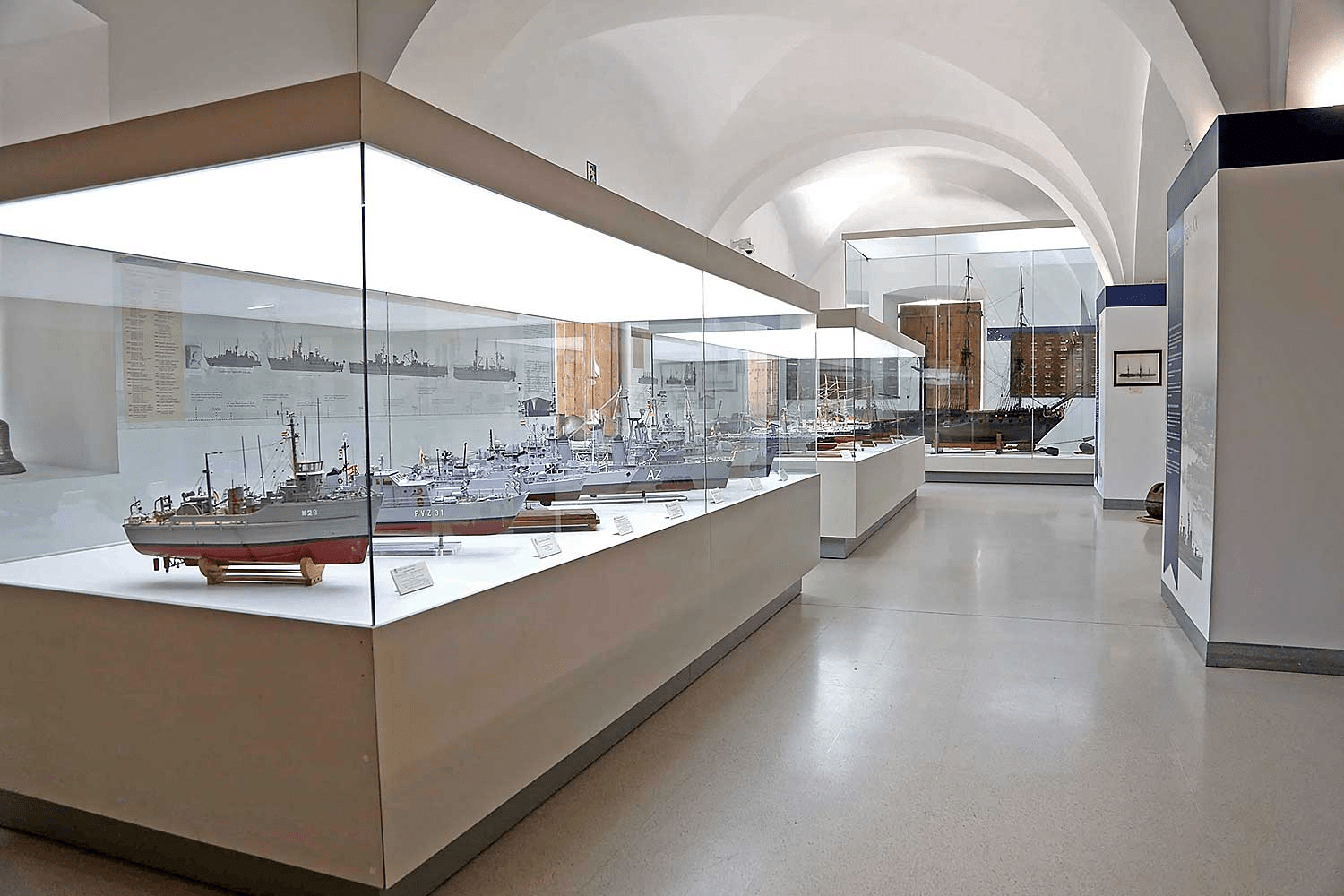 Boat prototypes inside the Naval Museum