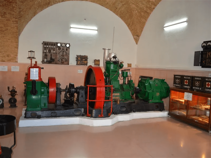 image from one of the rooms in the museum showing different military supplies and machines