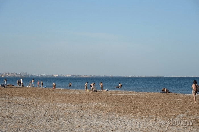 image showing a picture of the beach with numerous people