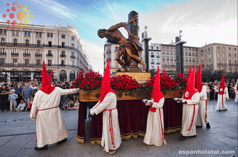 Brotherhood carrying sculptures in procession of Holy Week