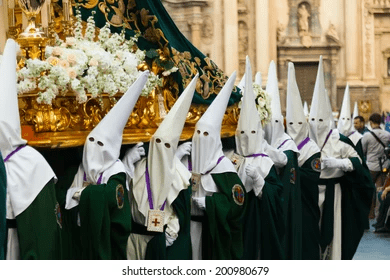 Brotherhood carrying sculptures in procession of Holy Week