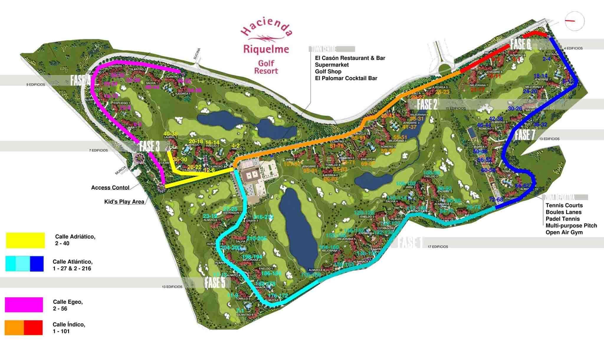 General plan of the Hacienda Riquelme Golf Resort
