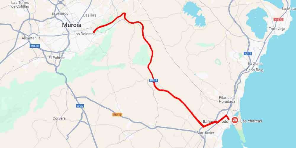 How to reach Las Charcas mud baths in Murcia