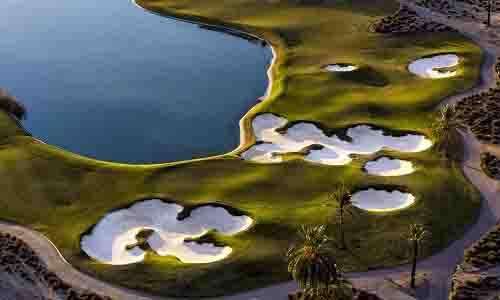 Several bunkers in the golf course of the Hacienda Riquelme