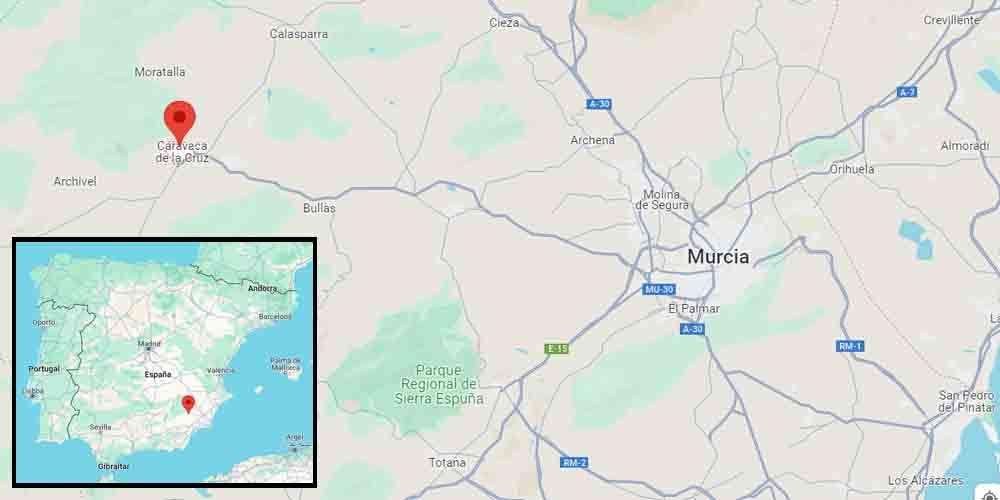 The location of Caravaca de la Cruz