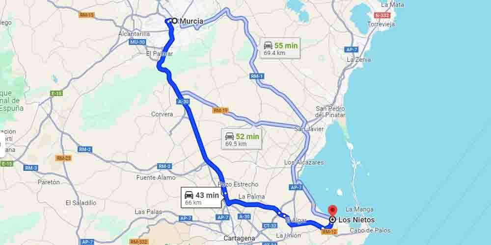 How to get Los Niestos Beach from Murcia