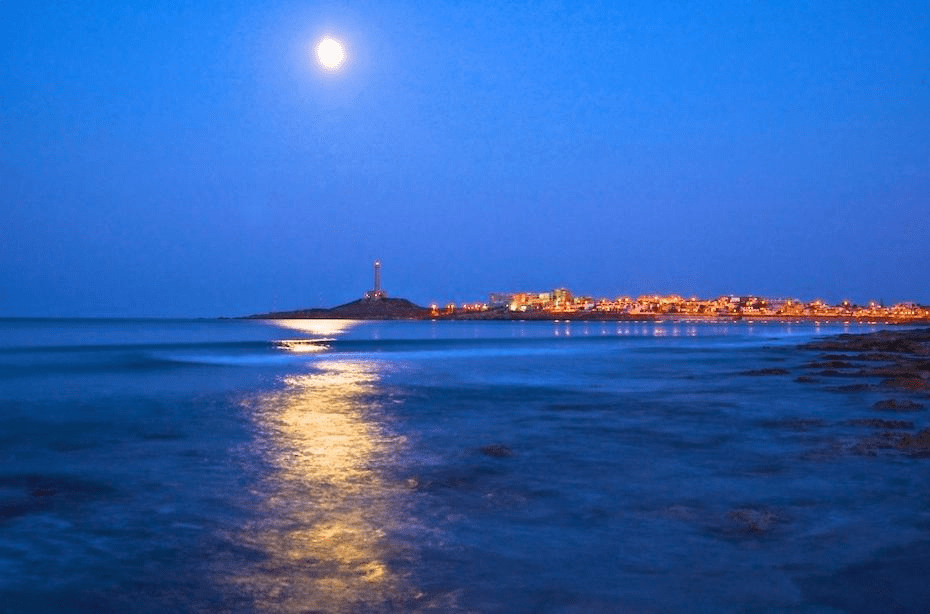 image showing Playa del Vivero during night