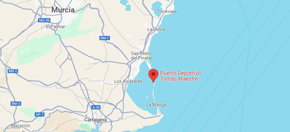 Location of puerto deportivo tomás maestre, in San Javier.