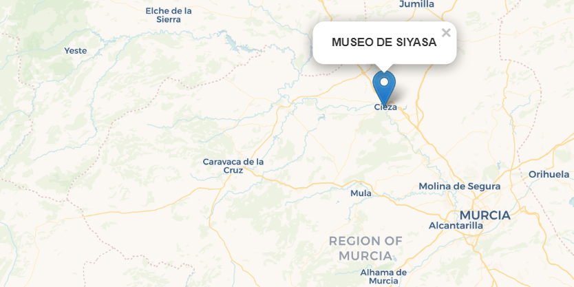 map showing the region of Murcia in Spain with the museum of Siyasa highlighted
