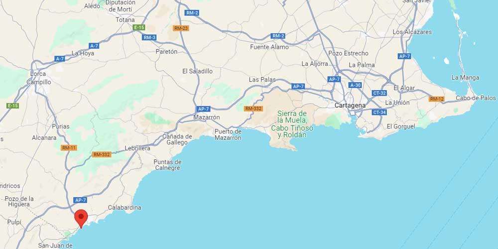 Playa de la Casica Verde, Águilas location