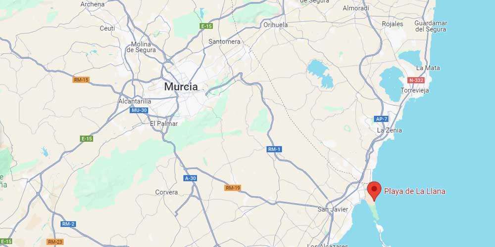 Playa de la Llana La Manga Location