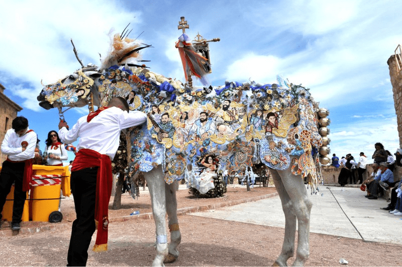  The commemoration consists in 
 decoratively harnessed horses galloping to the Castle. 