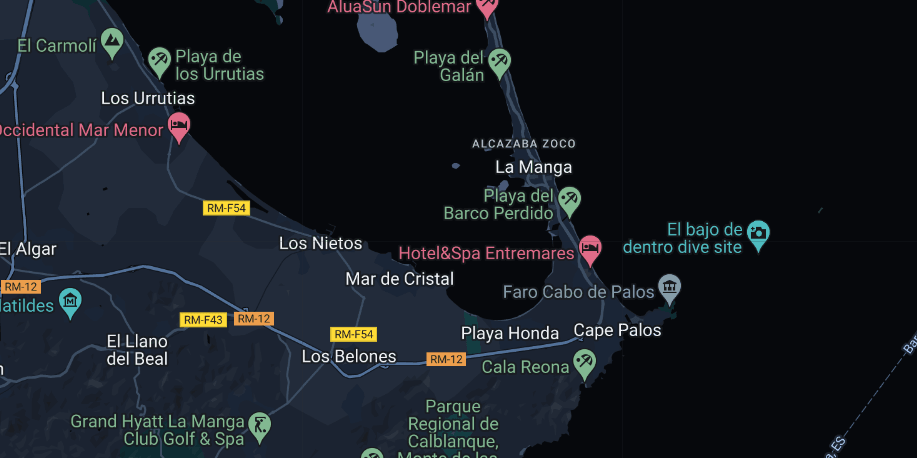 map of La Manga showing the main spots on the region